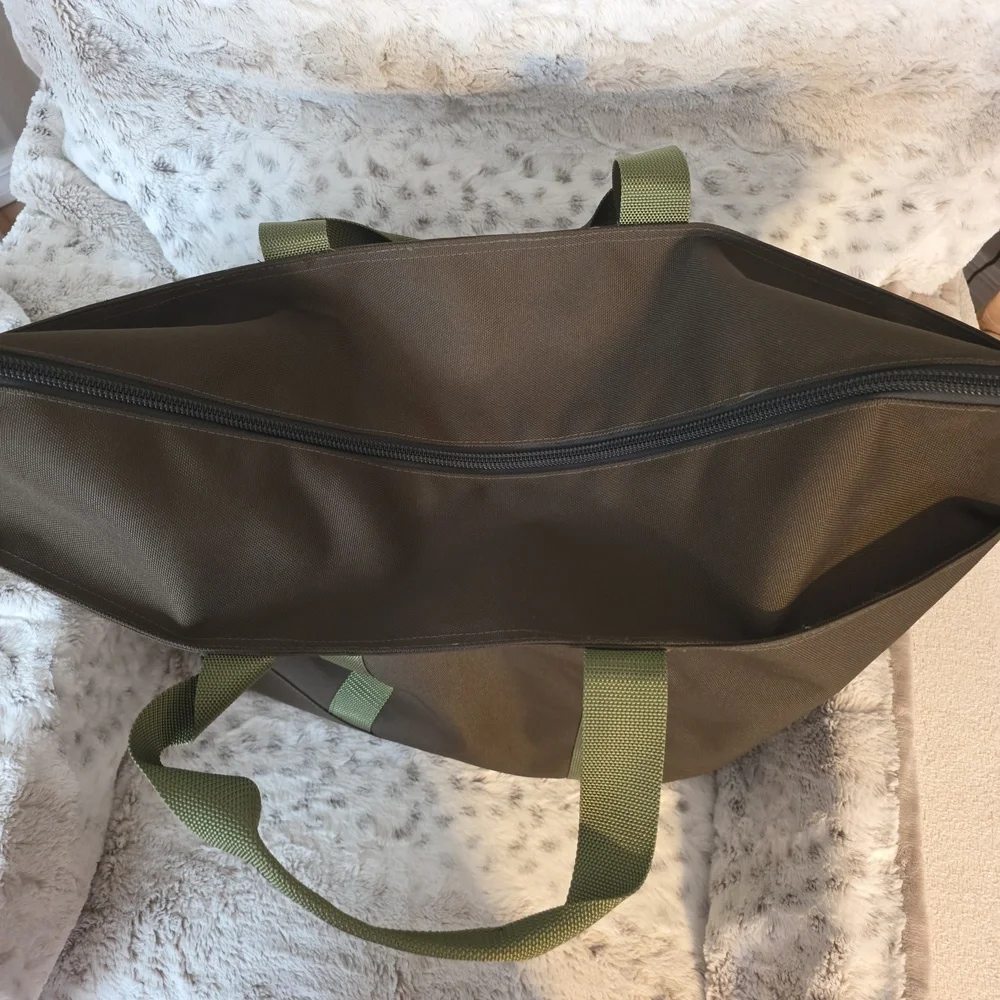 L.L. Bean Olive Canvas Tote with Green Straps
